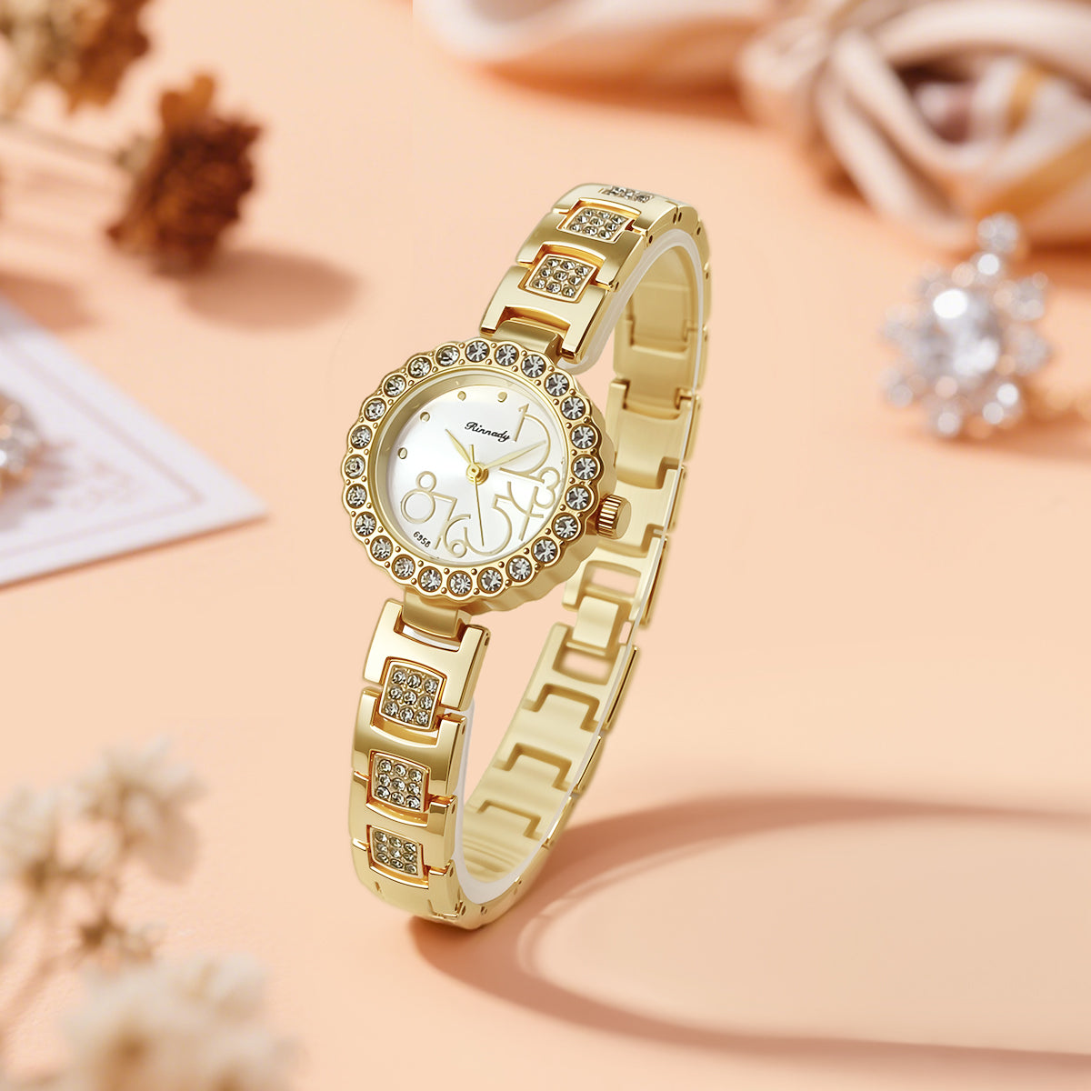 Luxury Gold Crystal Bracelet Watch for Women | Elegant Fashion Dress Wrist Watch