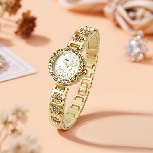 Luxury Gold Crystal Bracelet Watch for Women | Elegant Fashion Dress Wrist Watch
